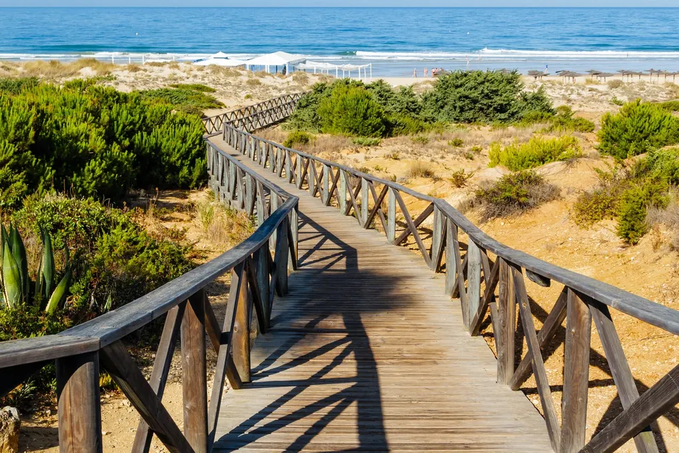 Gangbro gennem klitterne ned til La Barrosa ved Chiclana de la Frontera